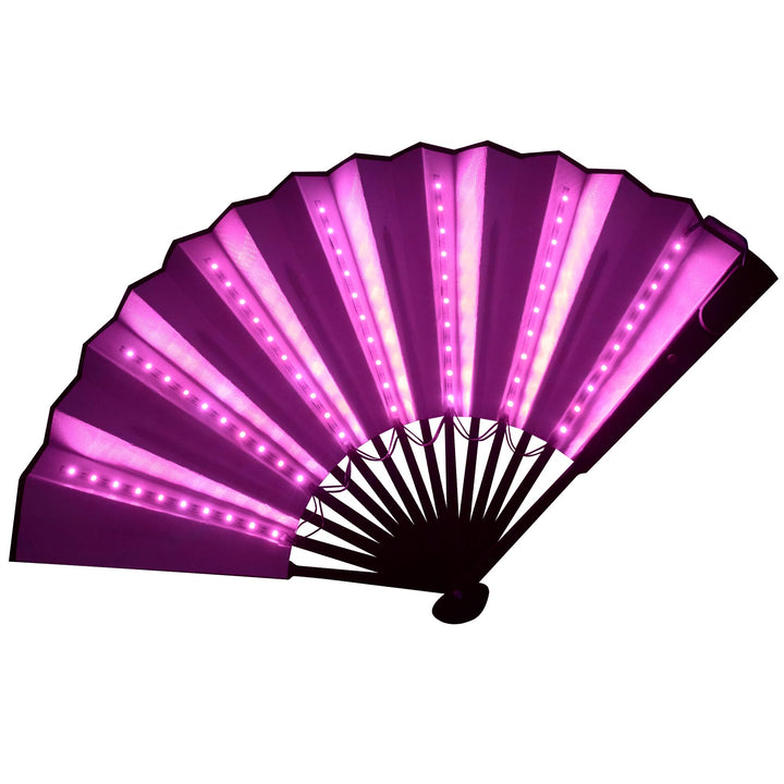 Faltbarer LED-Fächer, ideal für Partys, Festivals, Diskotheken und Musikkonzerte (Rosa), Rosa