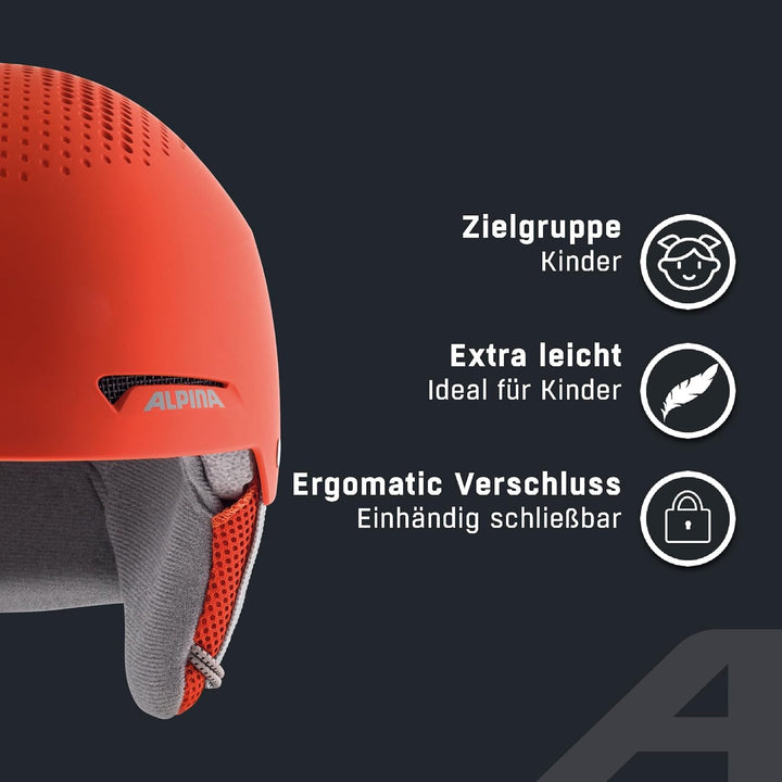 ALPINA ZUPO - Sicherer, Stossabsorbierender, Belüfteter & Schlagfester Skihelm Für Kinder pumpkin-or
