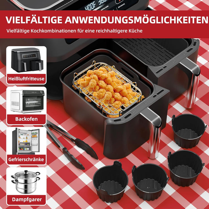Ninja Heissluftfritteuse Zubehör, 9 Stück Airfryer Zubehör für Ninja Dual Zone AF400EU AF300EU 7,6L–