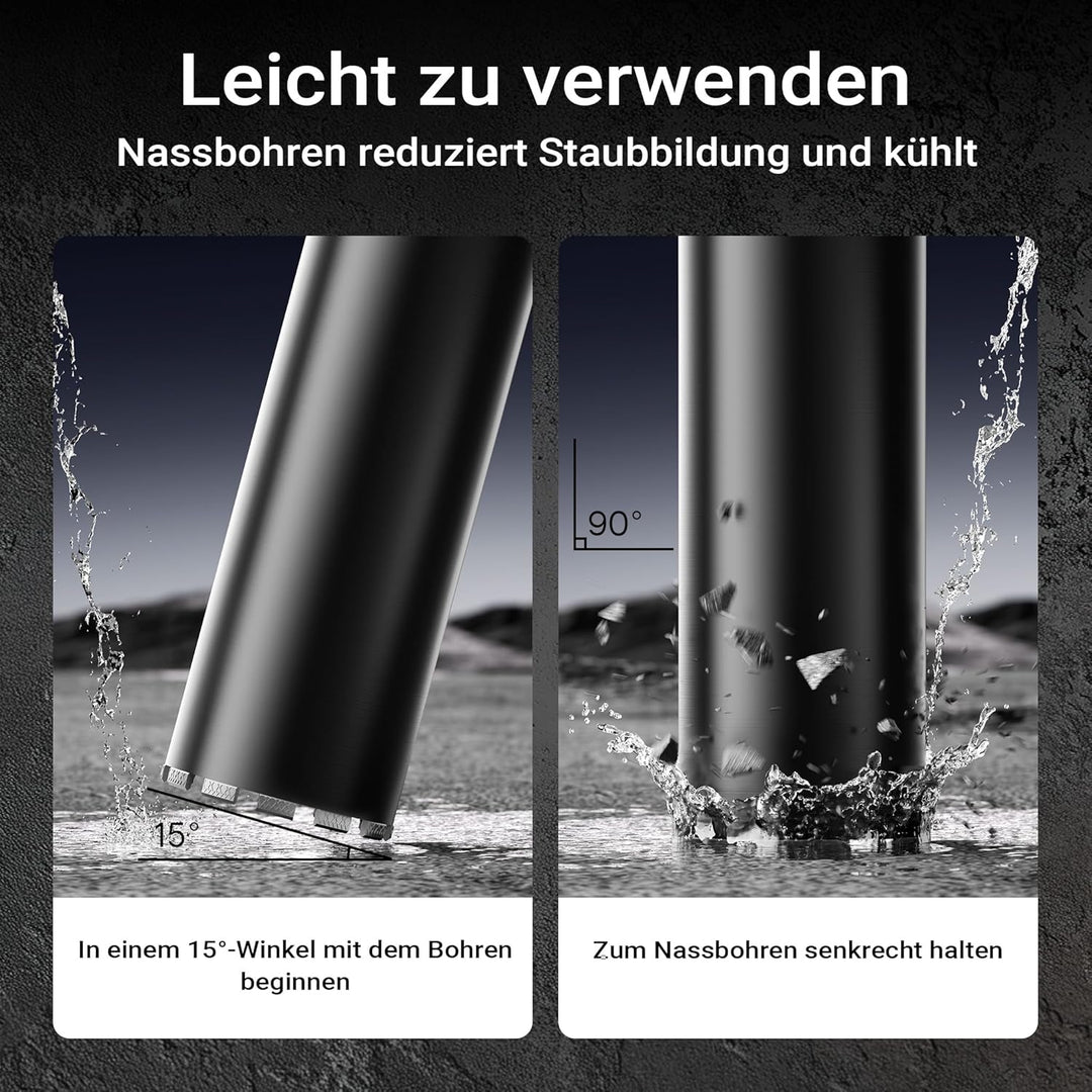 Wiltec Diamantbohrkrone Typ 2 (Mesh) Ø 152 mm, Bohrkrone 450 mm, 1¼ UNC Nassbohrkrone, Diamantbohrer