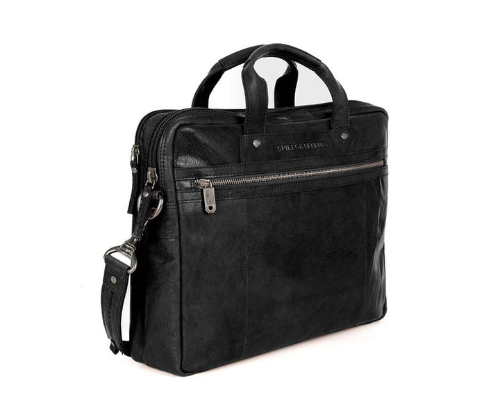 Spikes &amp; Sparrow Bronco R-140 BR 70 Unisex-Erwachsene Henkeltaschen 36x28x9 cm (B x H x T) Schwarz,