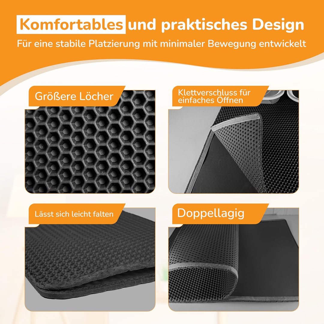 Katzenklo Matte 90x76cm Schwarz, Katzenstreu Matte, Katzenmatte Katzenklo, Katzentoiletten & Zubehör