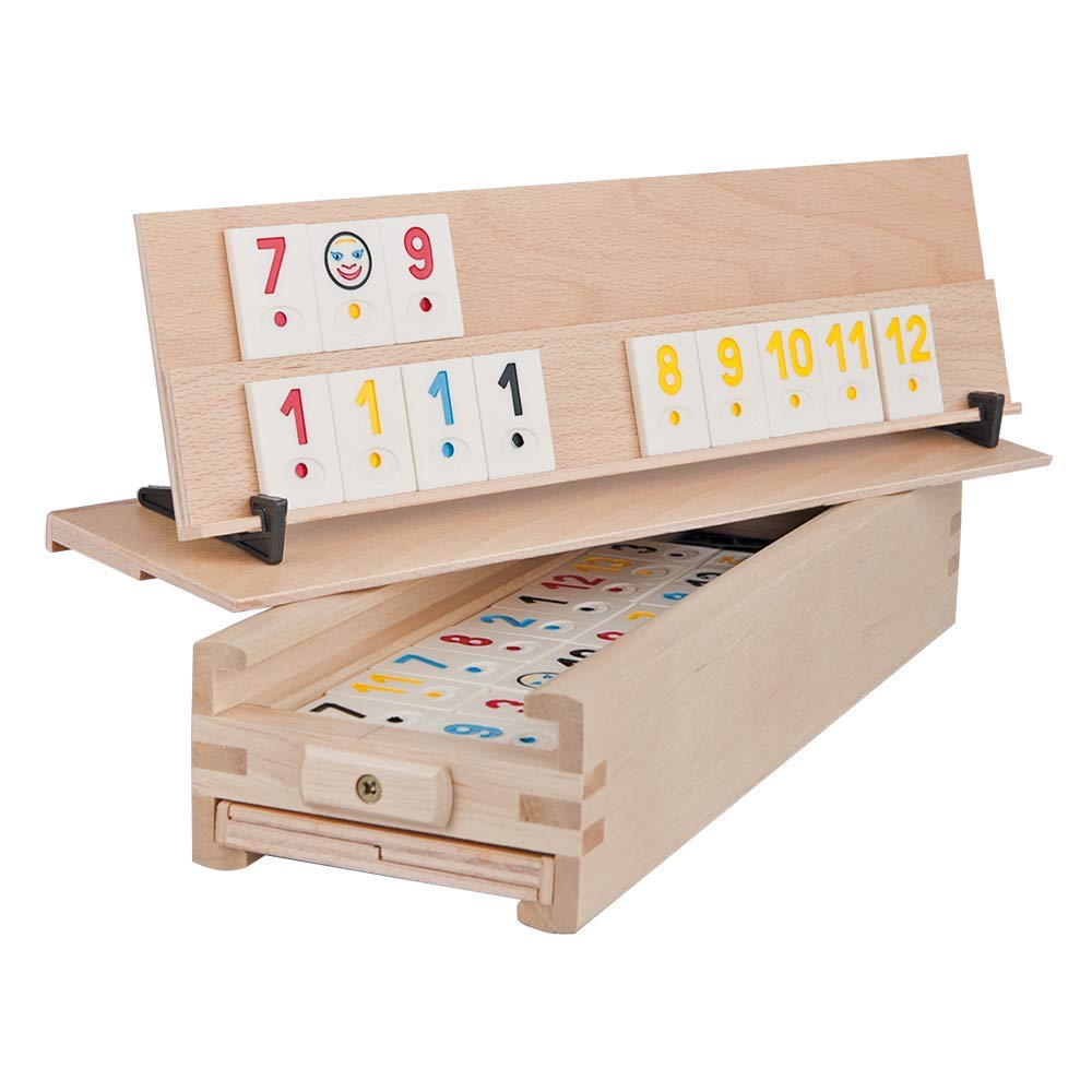 WOODTASTIC Rummy Spiel Medias - 106 Kacheln und eine Aufbewahrungsbox aus Massivem