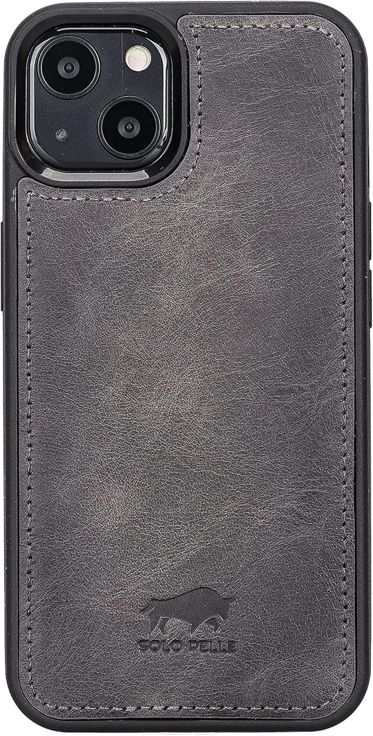 Solo Pelle Lederhülle kompatibel für iPhone 13 in 6.1 Zoll abnehmbare Hülle (2in1) Harvard Double in