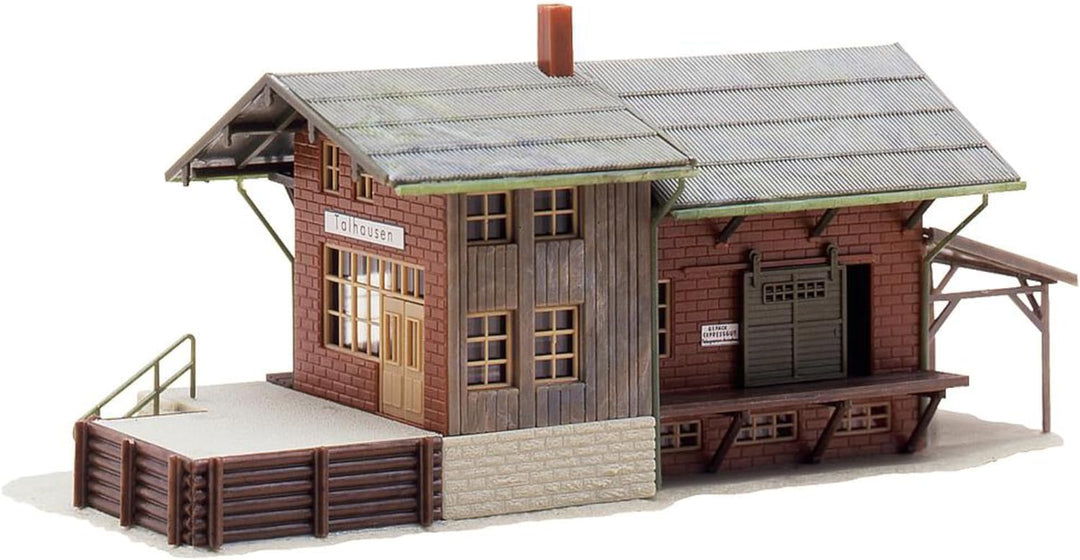 FALLER Güterbahnhof Modellbausatz mit 98 Einzelteilen 209 x 82 x 90 mm I Modelleisenbahn Zubehör H0
