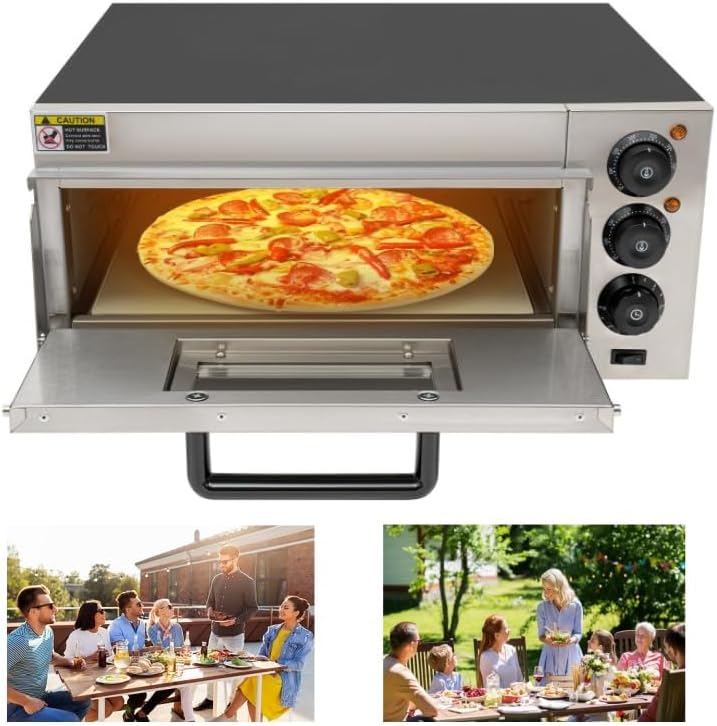 Pizza Backofen, Pizzaofen Elektrisch, 2000W 220V Kammer Pizzabackofen bis 400 °C, Pizza Ofen inkl. S