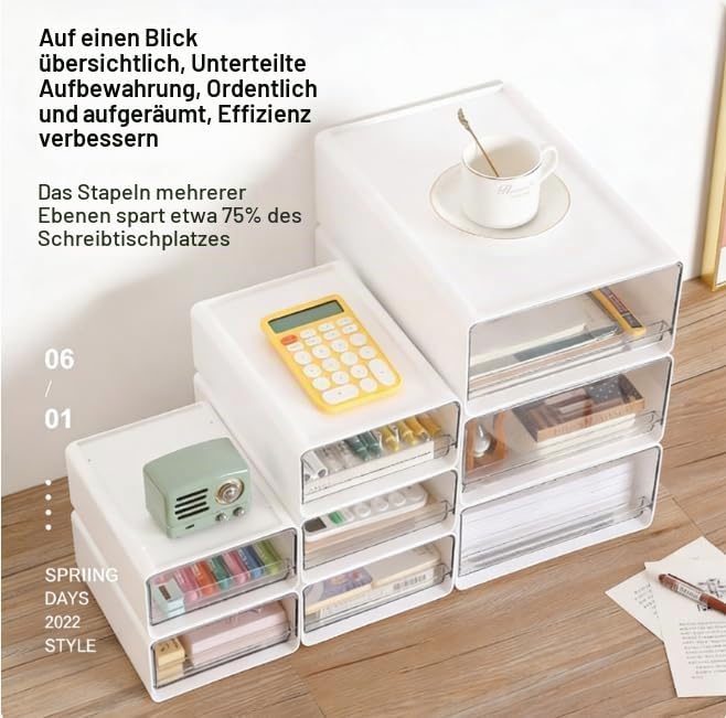 3 Stück Schubladen Organizer Box Schubladenbox Stapelbar Schubladenboxen Organizer Schublade Schreib