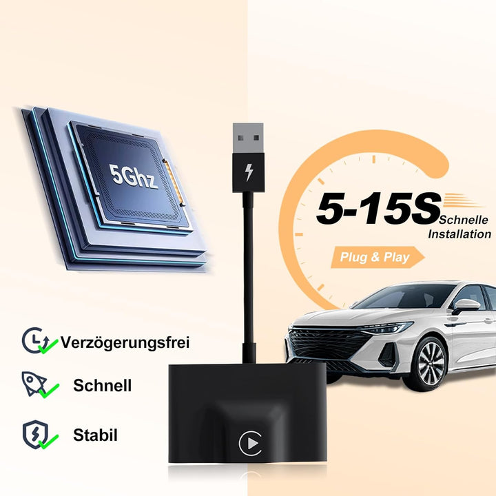 XHU Wireless CarPlay Adapter – Werkseitig Verkabeltes zu Wireless CarPlay, Plug and Play CarPlay Wir
