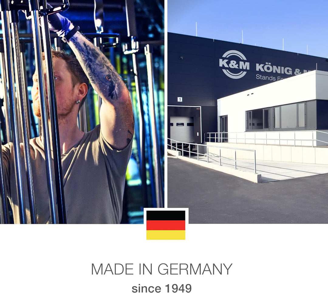 K&M 12150 Laptop-Ständer Schwarz, Stahl - Notebook-Ablage mit Mousepad - Dreifuss, klappbar - für Bü