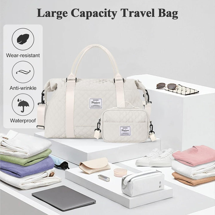 HYC00 Reisetasche Damen Sporttasche Handgepäck Tasche,Weekend Bag mit Kulturbeutel&Nasstasche,Wasser