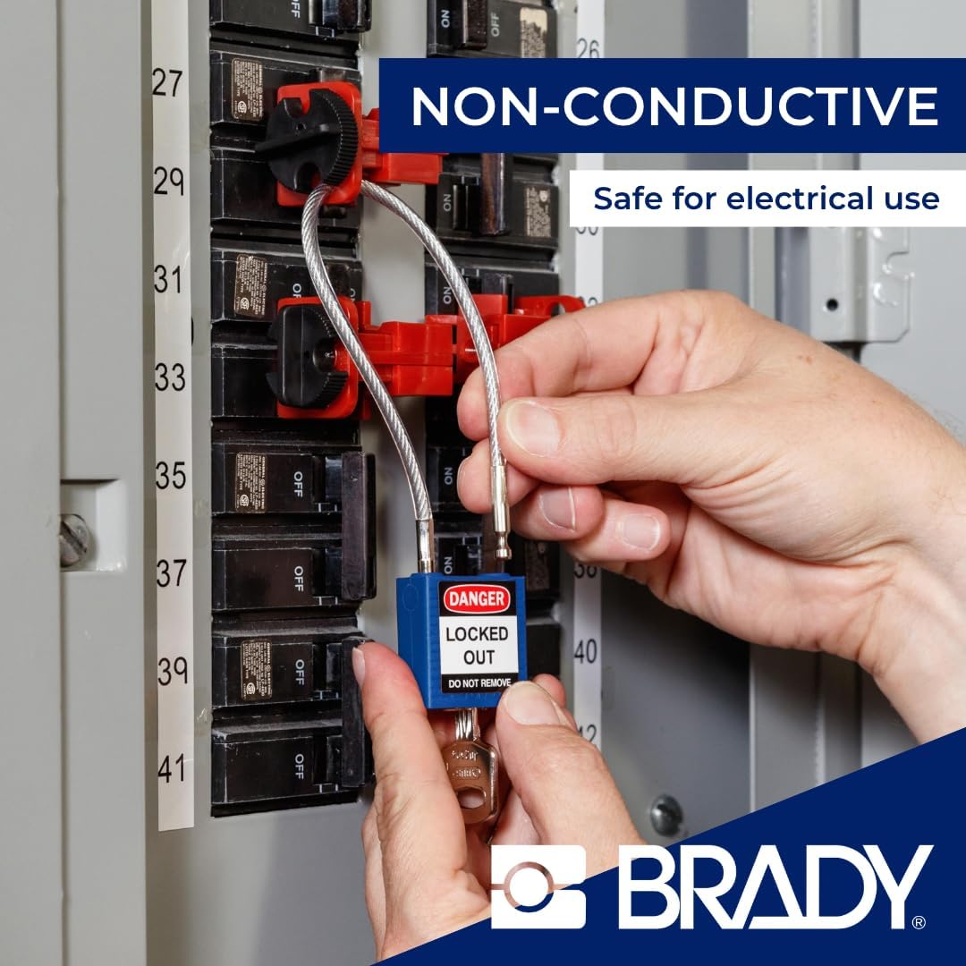 Brady Kompakte Kabel-Vorhängeschlöss - Lockout Sicherheitsschloss mit Schlüssel - Vorhängeschloss We