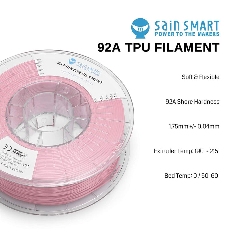 SainSmart TPU 1,75 mm 92A flexibles TPU-3D-Drucker-Filament, Massgenauigkeit +/- 0,04 mm, 1 kg Spule