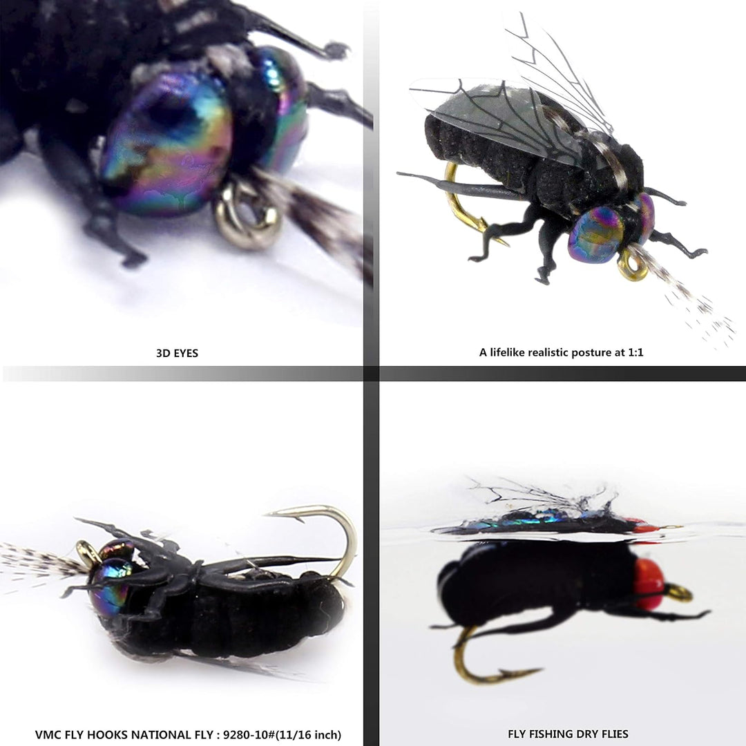 Fliegenfischen-Set mit Fliegenbox/Nymphen/Trockenfliegen, Nassfliegen/Luftschlangen/realistische Fli