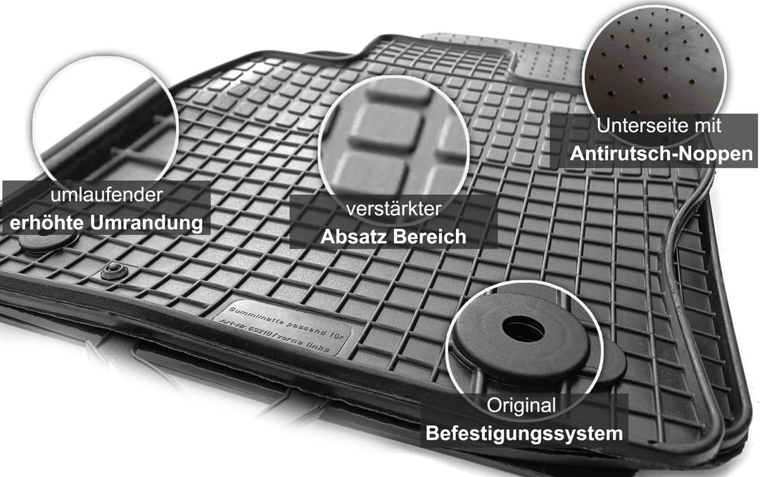 Gummimatten passend für Golf 5 6 Jetta Scirocco Automatten Gummi Fussmatten Passform 4-teilig schwar