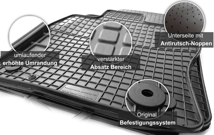 Gummimatten passend für Golf 5 6 Jetta Scirocco Automatten Gummi Fussmatten Passform 4-teilig schwar