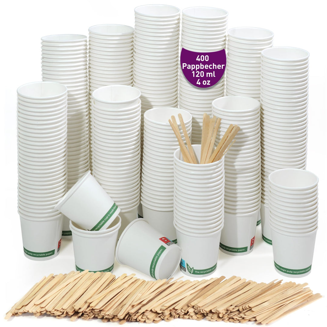 GoBeTree 400 Einweg-Kaffeebecher aus weissem Karton 120 ml, Einweg-Kaffeebecher aus weissem Karton m