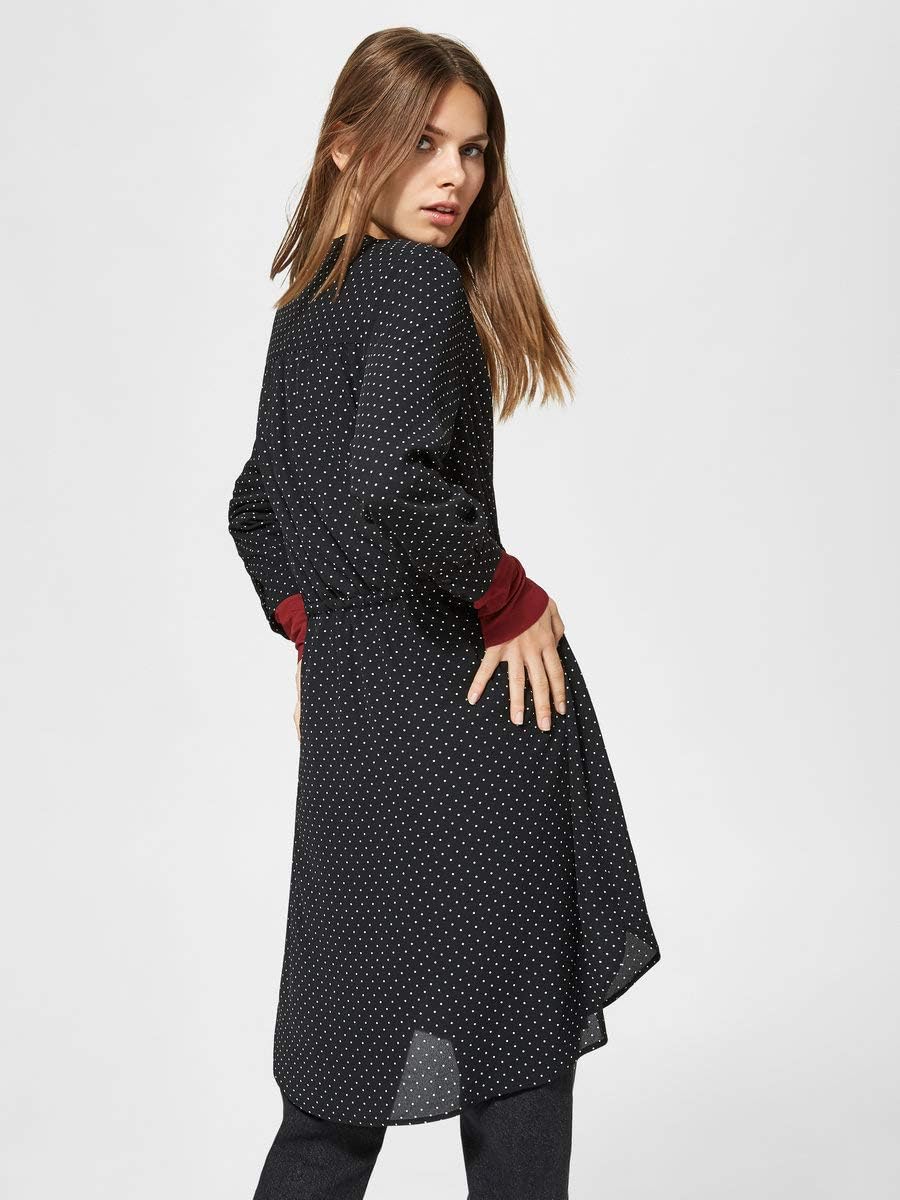 NAME IT Damen Slfdamina 7/8 Aop Dress B Noos, Schwarz