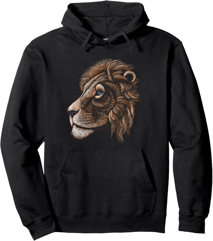 Handgezeichneter realistischer Löwenkopf Pullover Hoodie