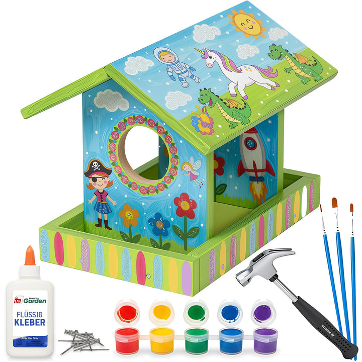 ITA DIY Futterhaus für Vögel zum Zusammenbauen und Bemalen BirdieBuffet - Vogelhaus Komplett Bausatz