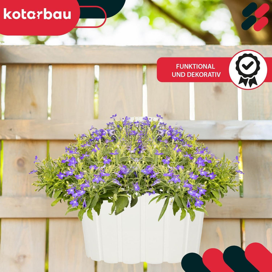 KOTARBAU® 4er Set Blumenkasten Balkon - Wandampel - Blumentopf - 20x14cm H: 13cm Weiss - Wandampel f