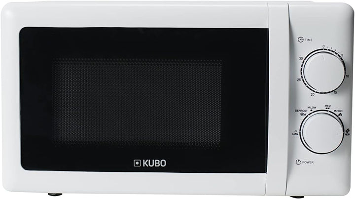 Kubo Mikrowelle mit 20 Liter Fassungsvermögen, 6 Betriebsstufen, 700 W, Timer 30 min, Weiss