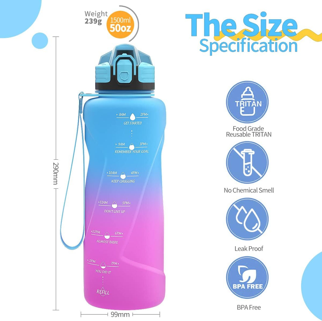 Sport Trinkflasche 2l, 1,5l, 1l, 700ml, 500ml Trinkflasche Kinder Auslaufsicher, Motivierende Wasser