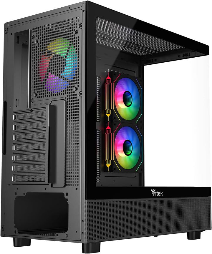 Itek Gehäuse SHOWBUI 42B – Gaming Tower, ATX, mit 3 12 cm ARGB Lüftern, 2 USB3-Anschlüssen, 1 Typ-C-