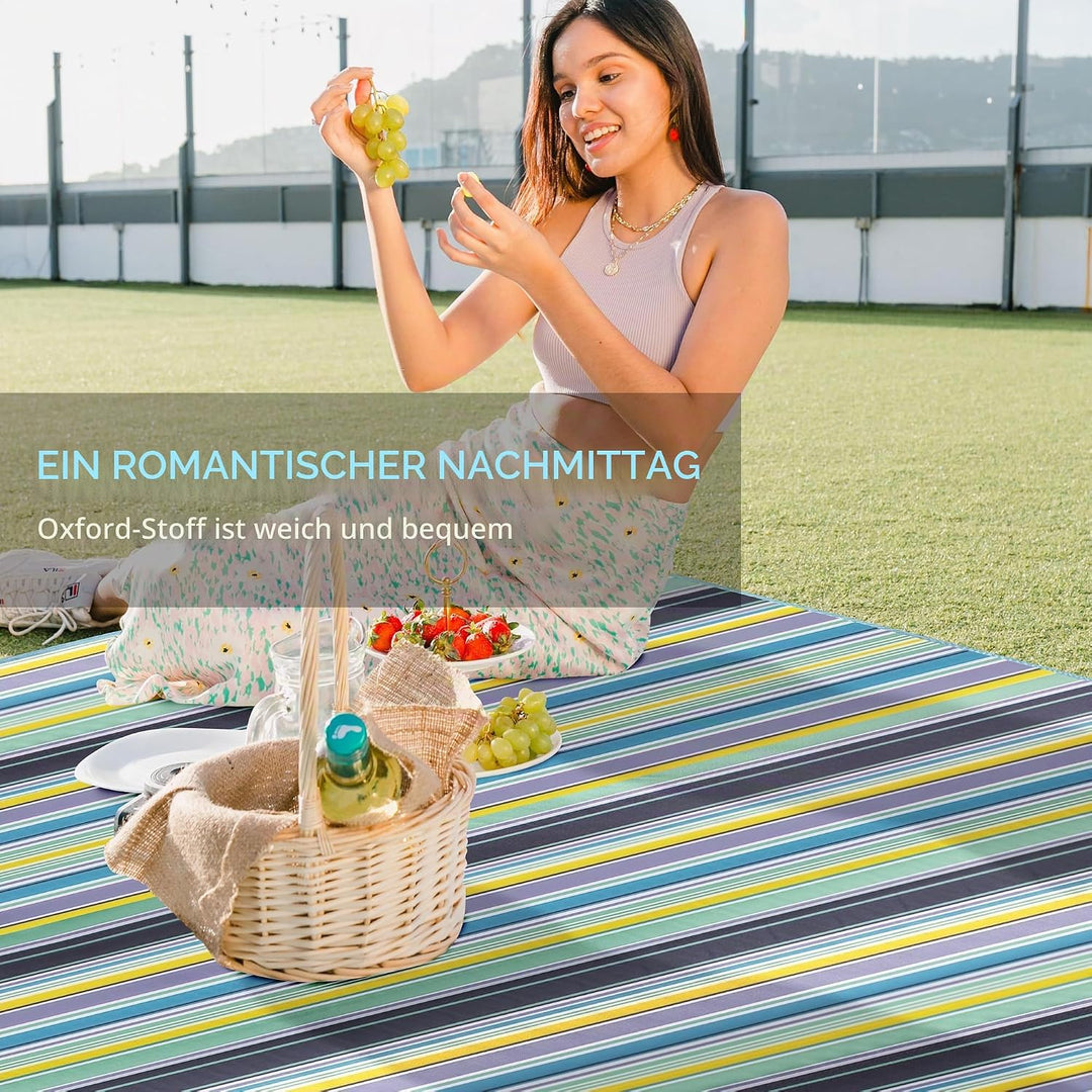 Picknickdecke 200x300 cm, XXL Picknickdecke Wasserdicht, Faltbar Gross Picnic Blanket Waschbar mit T