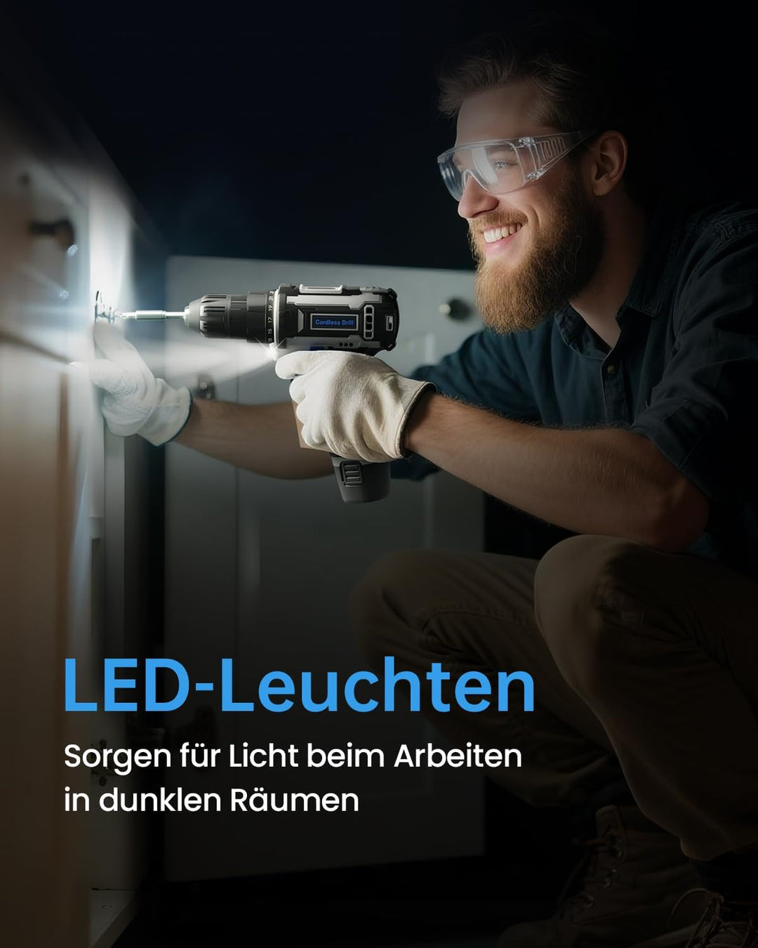 12V Akkuschrauber, Akkuschrauber Klein, 25+1 Drehmomenteinstellung Akkubohrer, 98tlg Zubehör, LED-Li