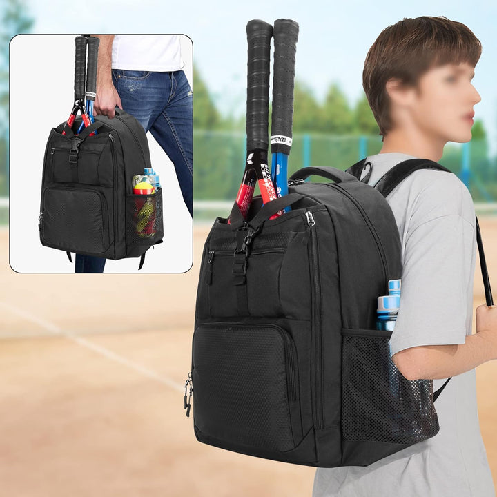 DSLEAF Tennistasche für 2 Schläger, Tennisrucksack mit separatem Schuhfach für Sporttraining, Fitnes