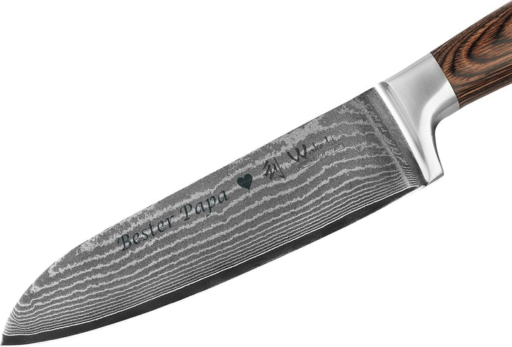 Wakoli Edib 2er Damastmesser Set mit Gravur – Personalisiertes Messer-Set, grosses & kleines Santoku