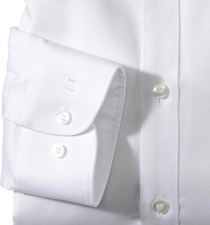 OLYMP Herren Businesshemd Langarm Level.Five.Body.fit,Einfarbig,Body fit,Under Button Down 37 Weiss