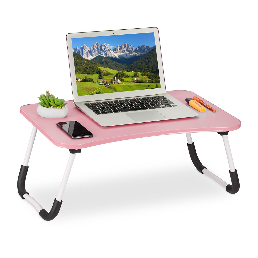 Relaxdays Laptoptisch für Bett & Couch, HxBxT: 26 x 63 x 40 cm, klappbarer Betttisch, MDF, Eisen, No