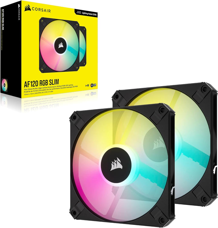 Corsair AF120 RGB Slim, 120-mm-PWM-Lüftersatz Mit Dynamischem Lager - Dünnes Profil Für Kleine Gehäu
