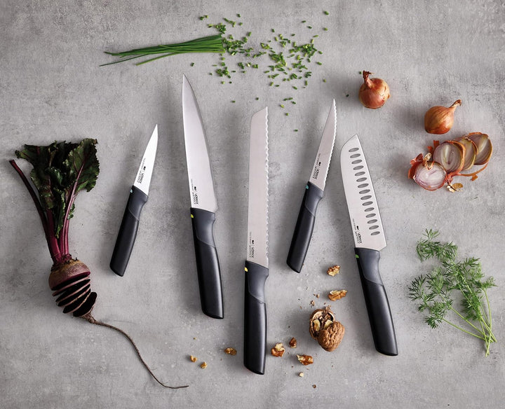 Joseph Joseph Duo 5 Stück Elevate Küchenmesser Set, Japanische Edelstahlklingen, beinhaltet Gemüseme