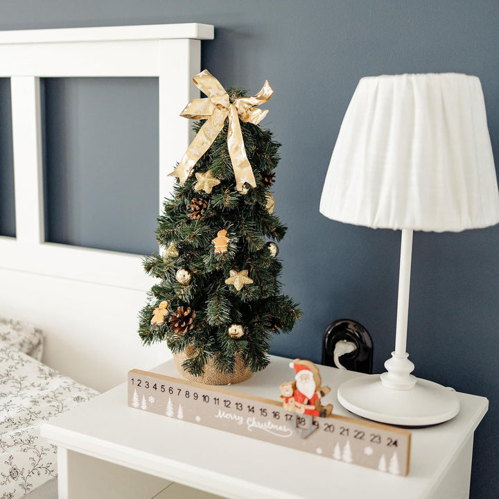 Creative Home Weihnachtsbaum Geschmückt Gold | Höhe 40 cm | Künstlicher Weihnachtsbaum klein Tannenb