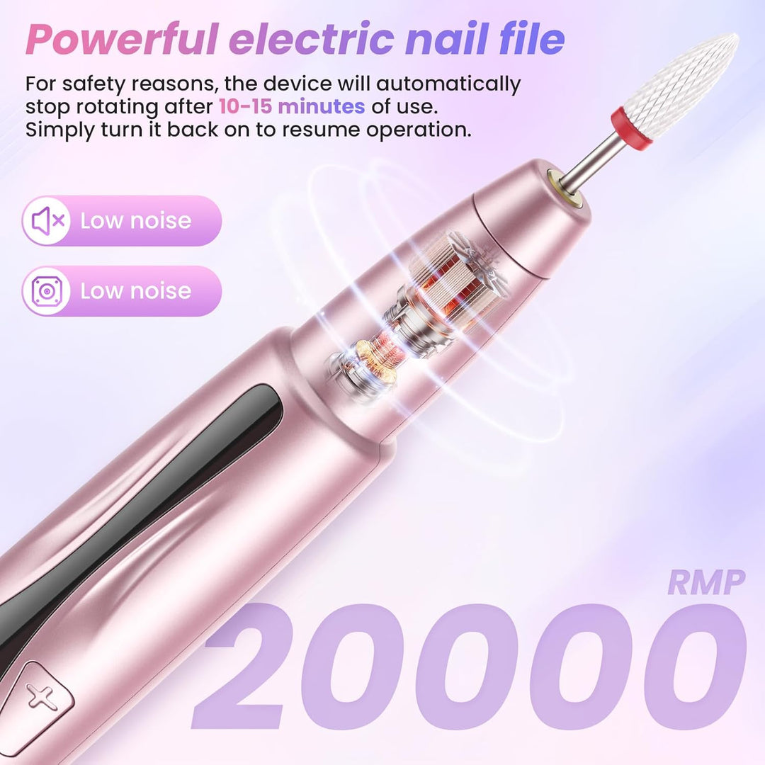 PKBD Elektrische Nagelfeile mit Ladestation, Kabellos Nagelfräser Set 20.000 U/min, 12 in 1 Profi Ma