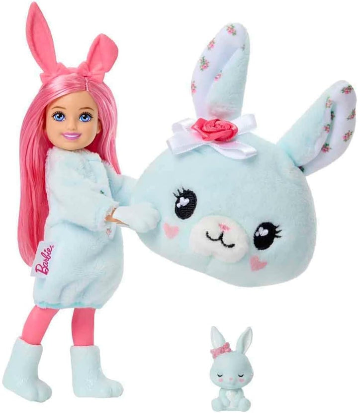 Barbie Cutie Reveal Glücksbärchis kleine Chelsea-Puppe und Zubehör, Serie 2 mit Plüschkostüm und 6 Ü
