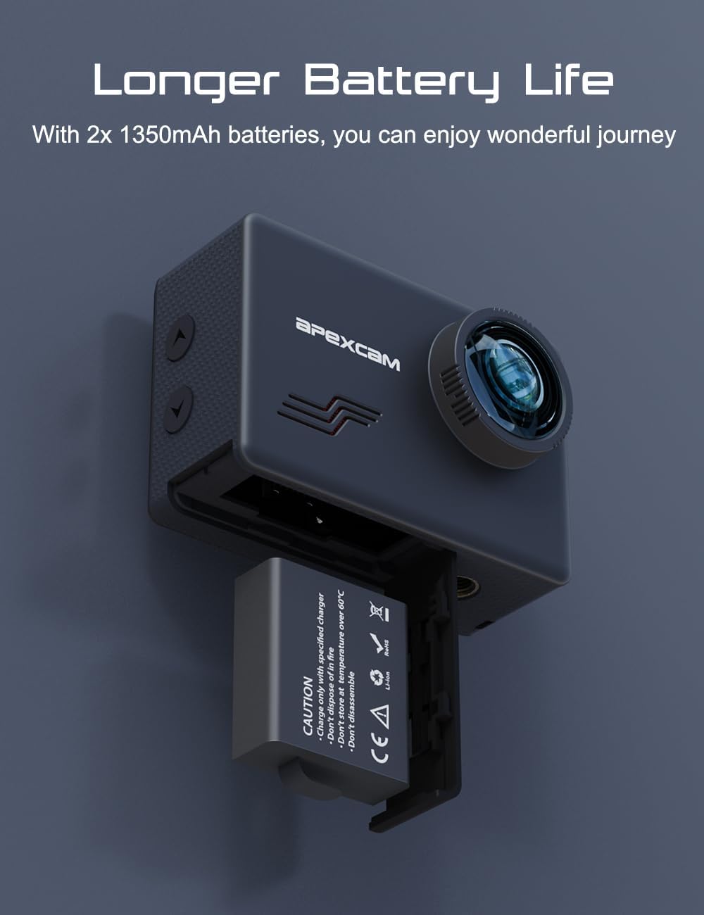 Apexcam M80 mit 64G Karte Action Cam 4K60FPS 48MP WLAN Sportskamera Unterwasserkamera 40m Wasserdich