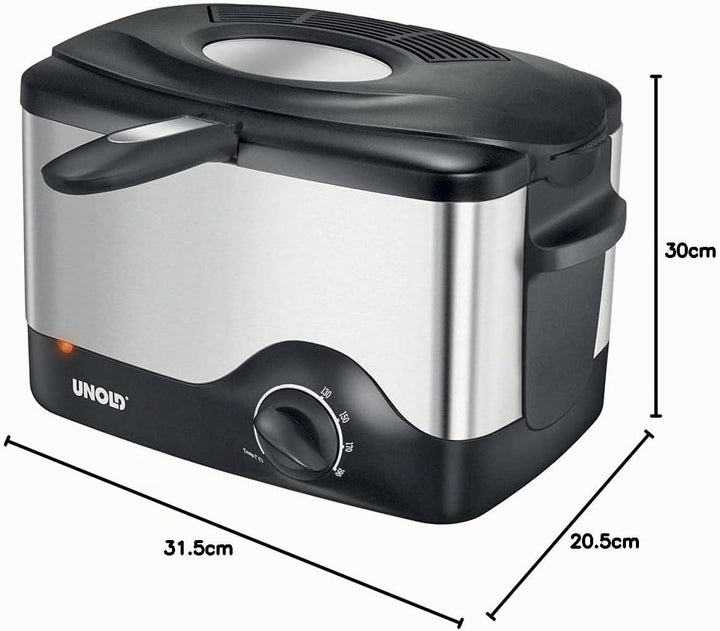 Unold 58615 Fritteuse Kompakt Füllmenge ca. 1,5l für ca. 500g Pommes Frites Cool-Touch- Gehäuse aus