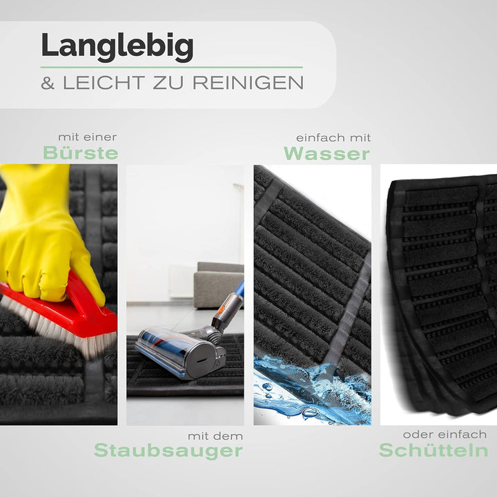 Entrando Fussabtreter Gummi Kokos Schwarz 45x75 cm – robuste Schmutzmatte aussen für Terrasse, Werks