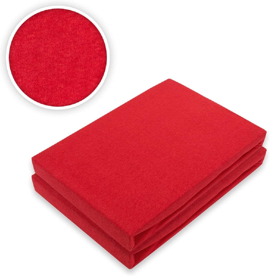 EXKLUSIV HEIMTEXTIL Jersey Spannbettlaken Doppelpack Rundumgummizug 200 x 220 cm Rot Rot 200 x 220 c