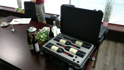 Weinkoffer Weintrolley "Winebuddy" Reisekoffer in edler Optik mit ausziehbarem Griff - Schutz für bi