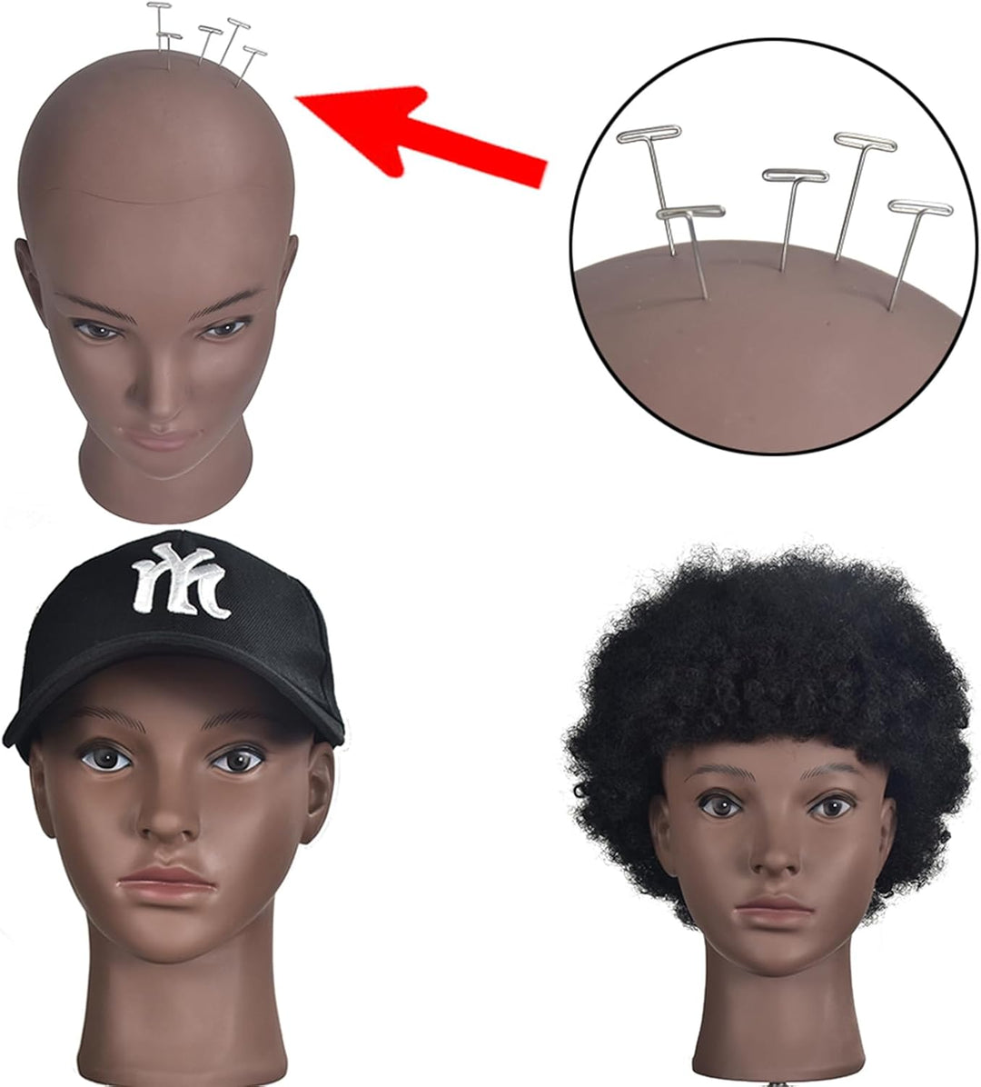 Schaufensterpuppe Kopf Glatze Afro Weibliche Kosmetologie Manikin Kopf für Perücken Machen Perücke D