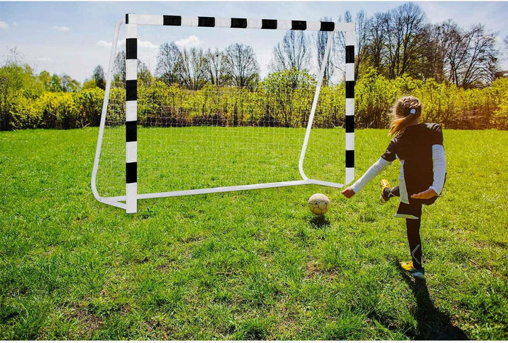Neo-Sport Fussballtor Fussball Tor für Kinder und Erwachsene Mit Schutzhülle Schwarz Weiss 300x200x9