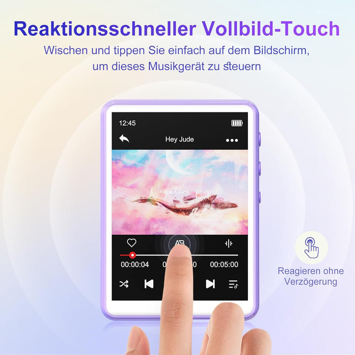 MECHEN Bluetooth 5.3 MP3 Player mit Touchscreen, 64GB MP3-Player mit Lautsprecher, HiFi-Ton, FM-Radi
