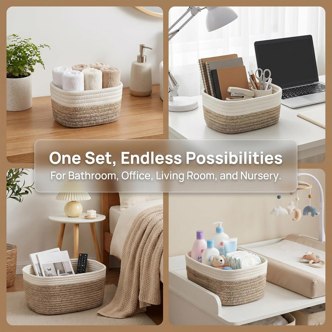 4 Stück Aufbewahrungskorb Geflochten Baumwollseil,Stapelbare Speicher Storage Basket,Stapelbare Korb
