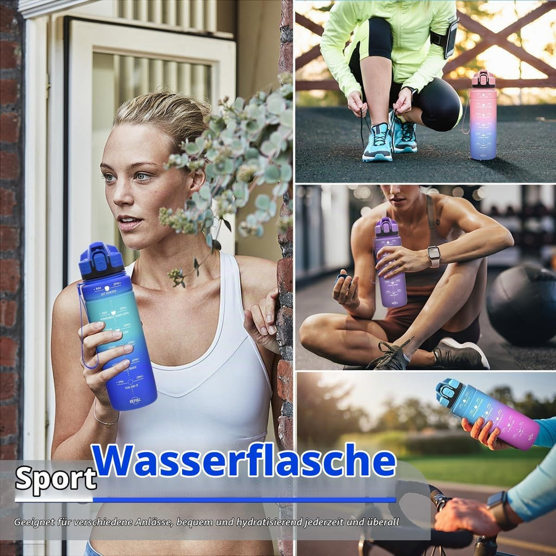 Sport Trinkflasche 500ml, 700ml, 1L, 1,5L Trinkflasche Kinder Auslaufsicher, BPA-frei Tritan Motivie