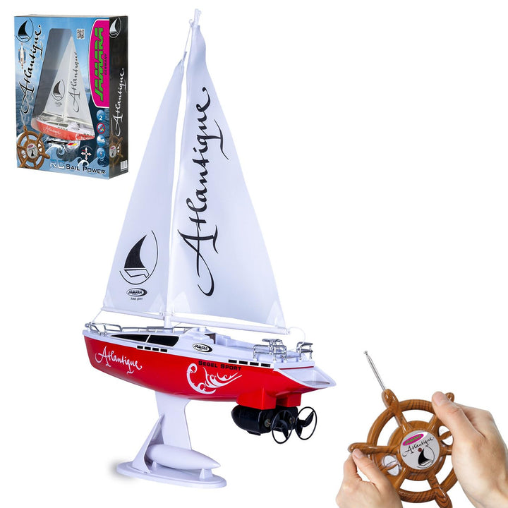 Jamara 040250 Atlantique Segelboot 2 Kanal 27MHz, RC Boot, 2 Antriebsmotoren, Weiss, S