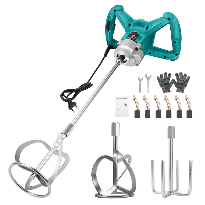 3200W Rührwerk Mörtelrührer mit 2 Rührpaddeln | 1200 U/min Bürstenloser Motor, 6-stufig, Arretierbar